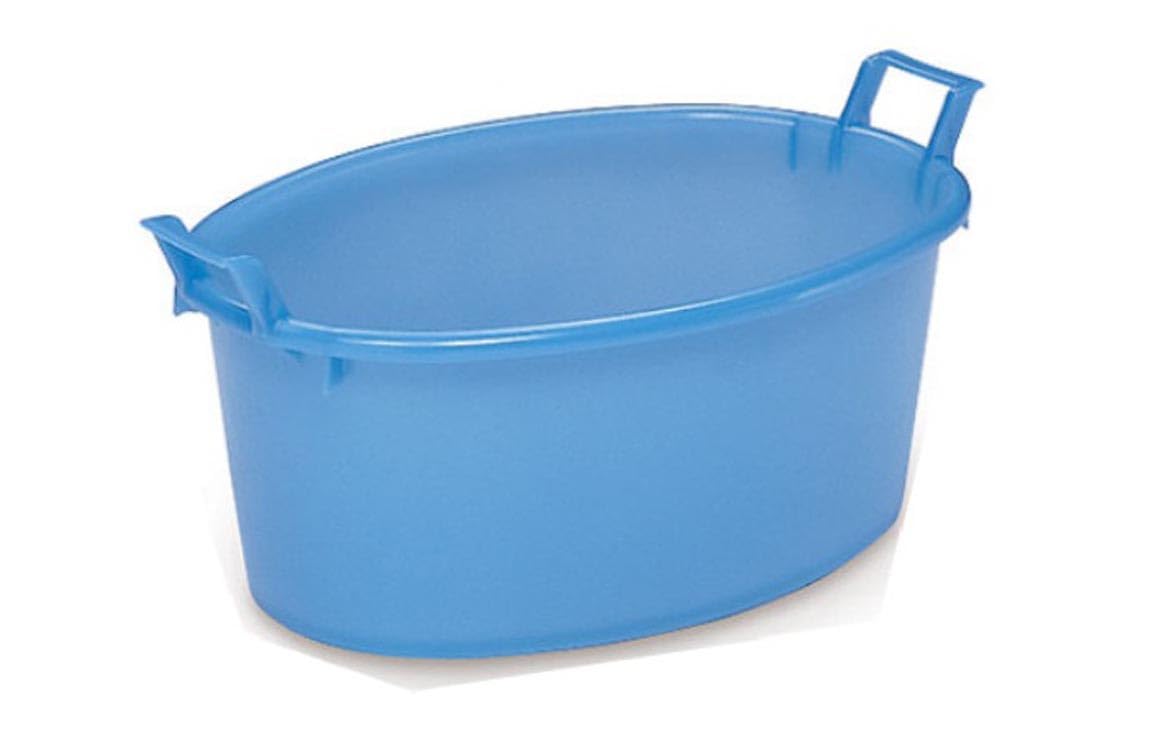 Bacinella Ovale in Polietilene – Con manici integrati, Multiuso Cucina, Lavanderia, Giardinaggio e Pulizie Domestiche – Resistente, Leggera e Colorata (Azzurro, 60 cm)