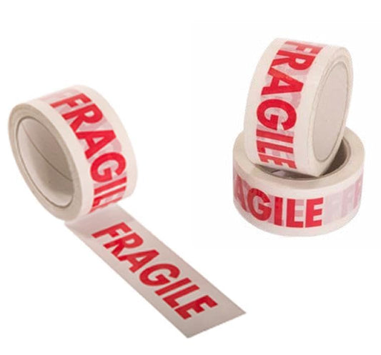 FERCASASHOP® Fragile Tape, White, 50 mm x 66 m, for Packaging, Shipping and Moving
