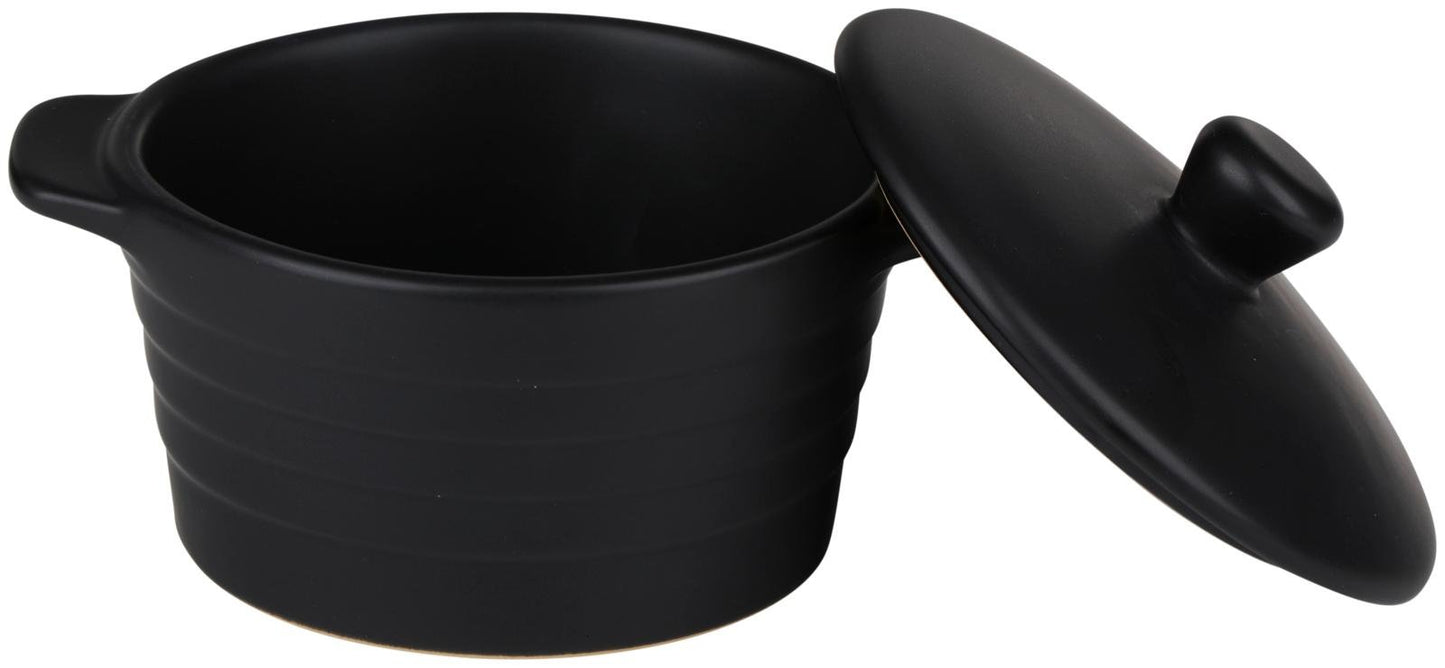 Set 2 Mini Casseruole con Coperchio 13x10cm 210ml - Tegami Individuali Forno Ceramica Porcellana - Ideali Porzioni Singole Dessert Gratinati