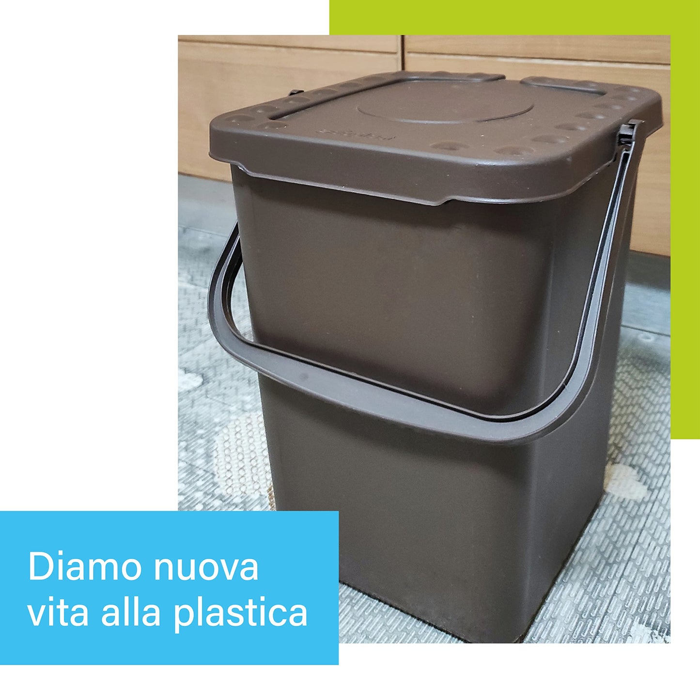 Ecoplast Waste Bin, Book-Style Opening, Flexible and Non-Deformable, Resistant to All Temperatures, Indoor and Outdoor, Over 80% Recycled Plastic, Made in Italy, Brown