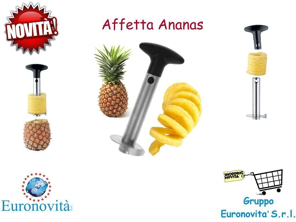 Euronovità EN-25647 Pineapple Peeler and Slicer, Steel, 9x9x24 cm