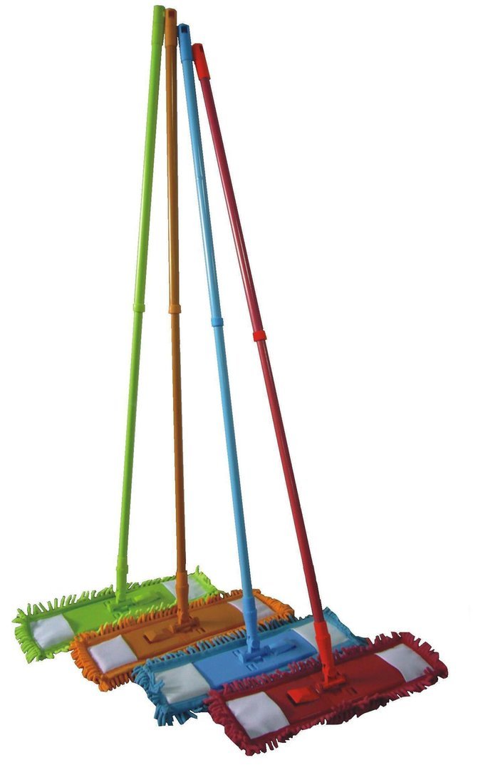 SCOPA MOP MICROFIBRA MOCIO CATTURA POLVERE, LAVA E ASCIUGA CON PANNO IN MICROFIBRA SOSTITUIBILE.BASTONE TELESCOPICO ALLUNGABILE.EURONOVITA' S.R.L. EN-86344