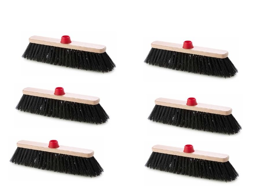 Set 6 Scope Industriali da Esterno 27,5cm - Setole Rigide PVC per Giardini e Vialetti