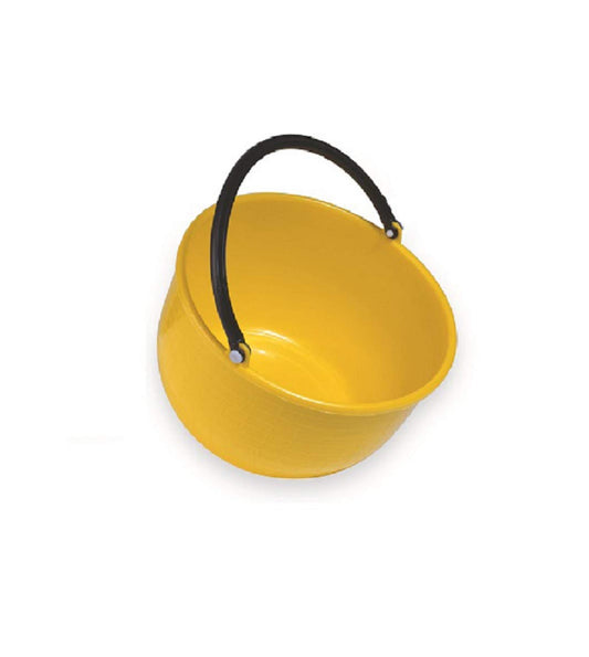 Resistant Plastic Agricultural Basket with Rounded Handle, Assorted Colors: Yellow Ochre/Venetian Red/Light Blue/Acid Green, 35x35x20, Made in Italy