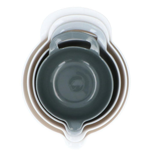 Set di 4 ciotole antiscivolo, in plastica, colore: bianco