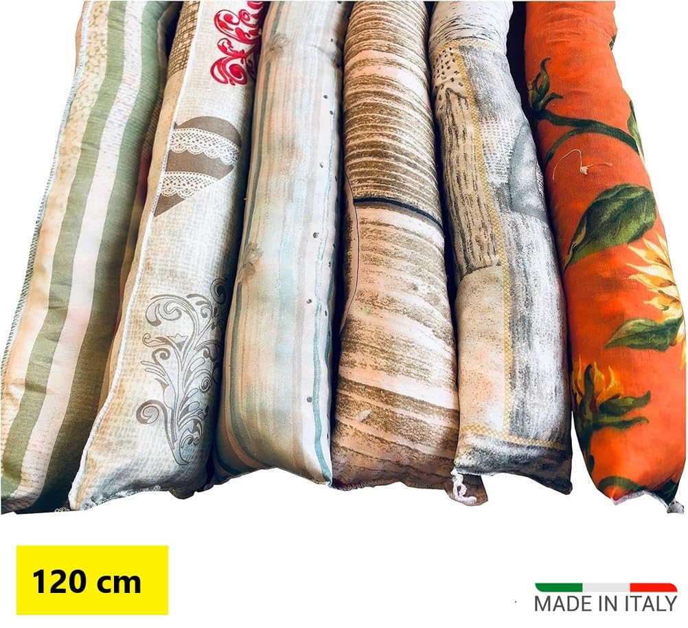 FERCASASHOP Padded fabric draft excluder for doors and windows with various patterns, Made in Italy, 120 cm "Lo Spifferone"