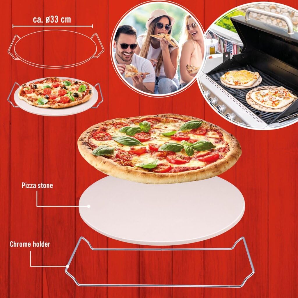 BBQ Collection Baking Stone - Bake Pizza, Bread, Toast, etc. - Deliciously Crispy - ⌀ 33 cm