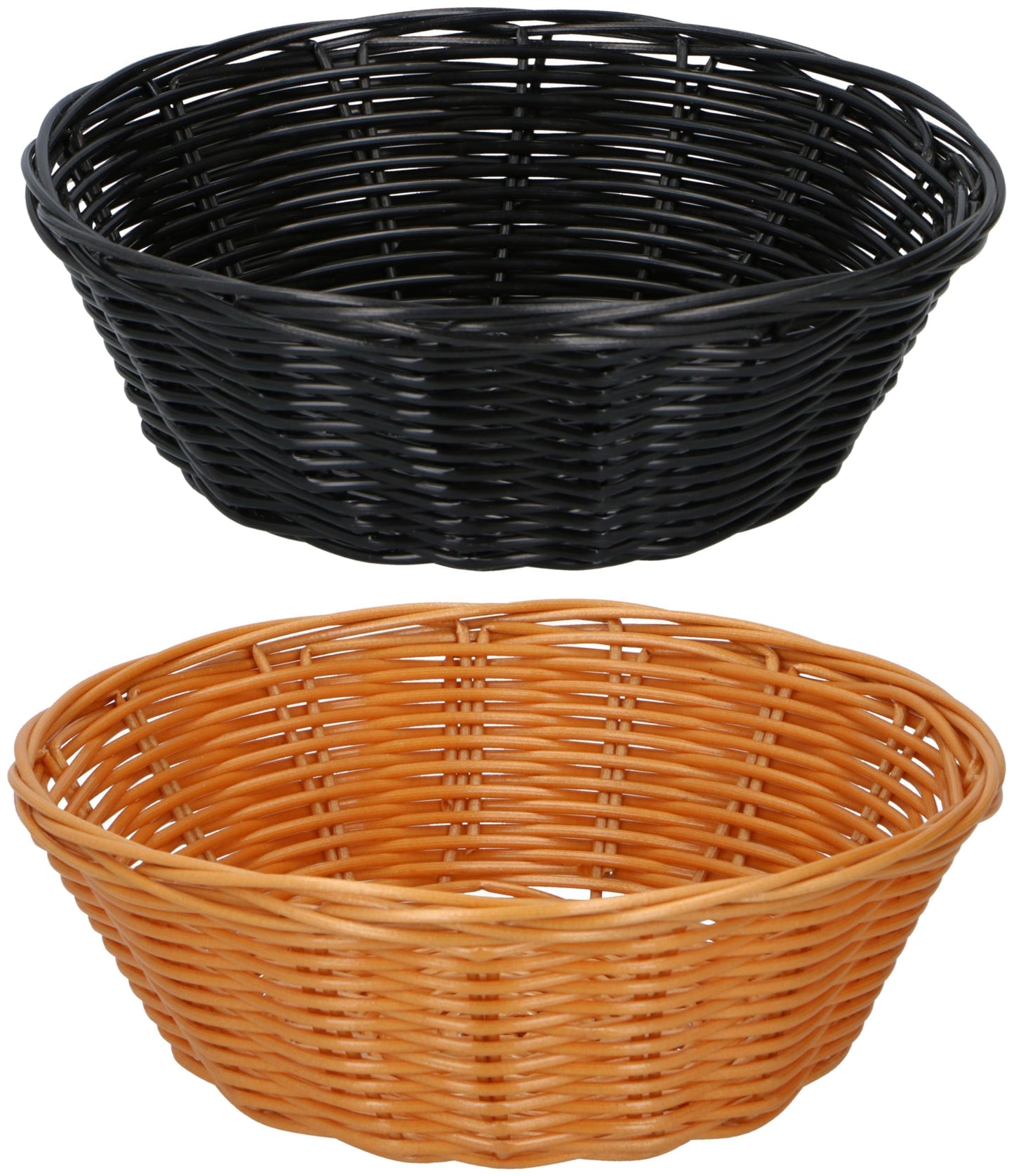 Set 2 Cestini Pane Vimini 20cm - Paniere Intrecciato Marrone e Nero - Porta Pane Tavola Rustico