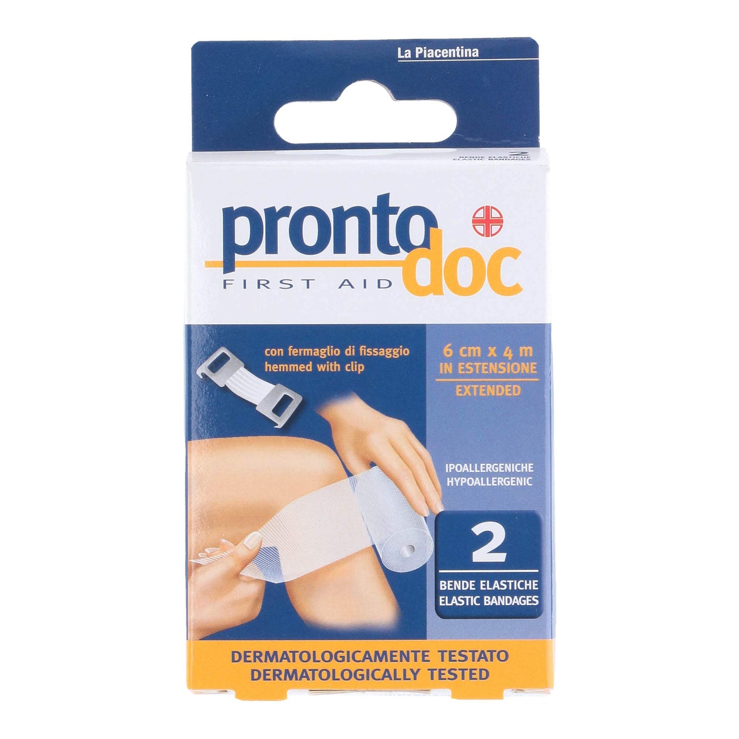 Pronto Doc Elastic Bandage for Bandages, 4 m x 6 cm, Pack of 2 Bandages
