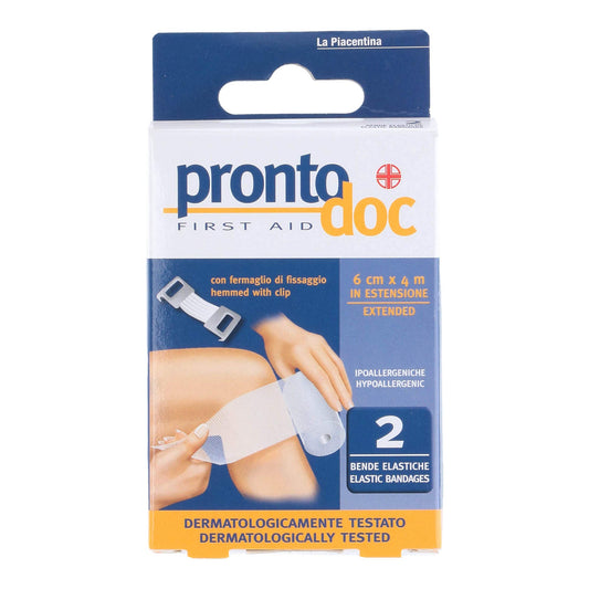 Pronto Doc Elastic Bandage for Bandages, 4 m x 6 cm, Pack of 2 Bandages