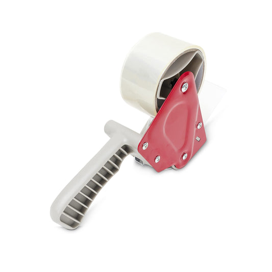 Set of 2 Tape Dispensers, Manual Packaging Tape Dispenser, 50mm Roll Holder, Red/Grey