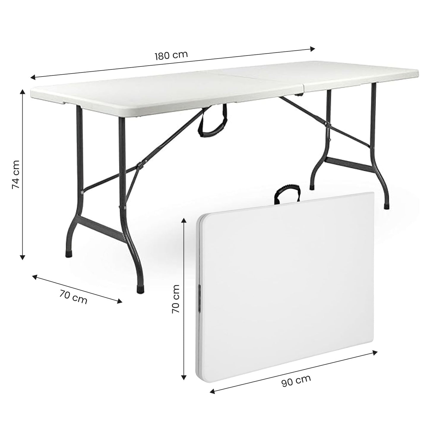 Brigros - Folding Garden Table Perfect as a Camping Table, Buffet Table, or Kitchen Table | Space-Saving Folding Suitcase Tables with Handles