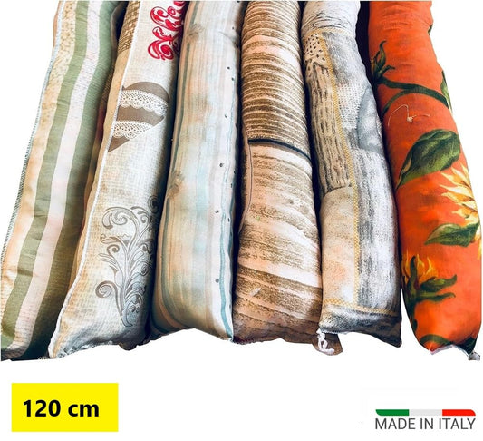 Paraspifferi per porte e finestre in stoffa imbottito di fantasie varie Made in Italy cm.120 "Lo Spifferone "