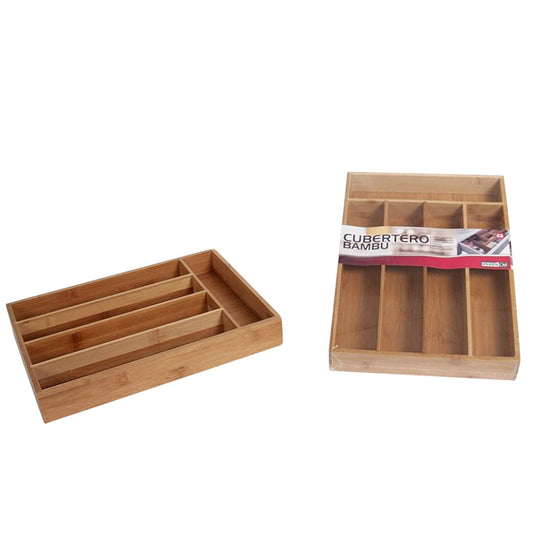 Gerimport - Bamboo Wood Cutlery Box - Cutlery Organizer - Cutlery Tray - 5 Boxes