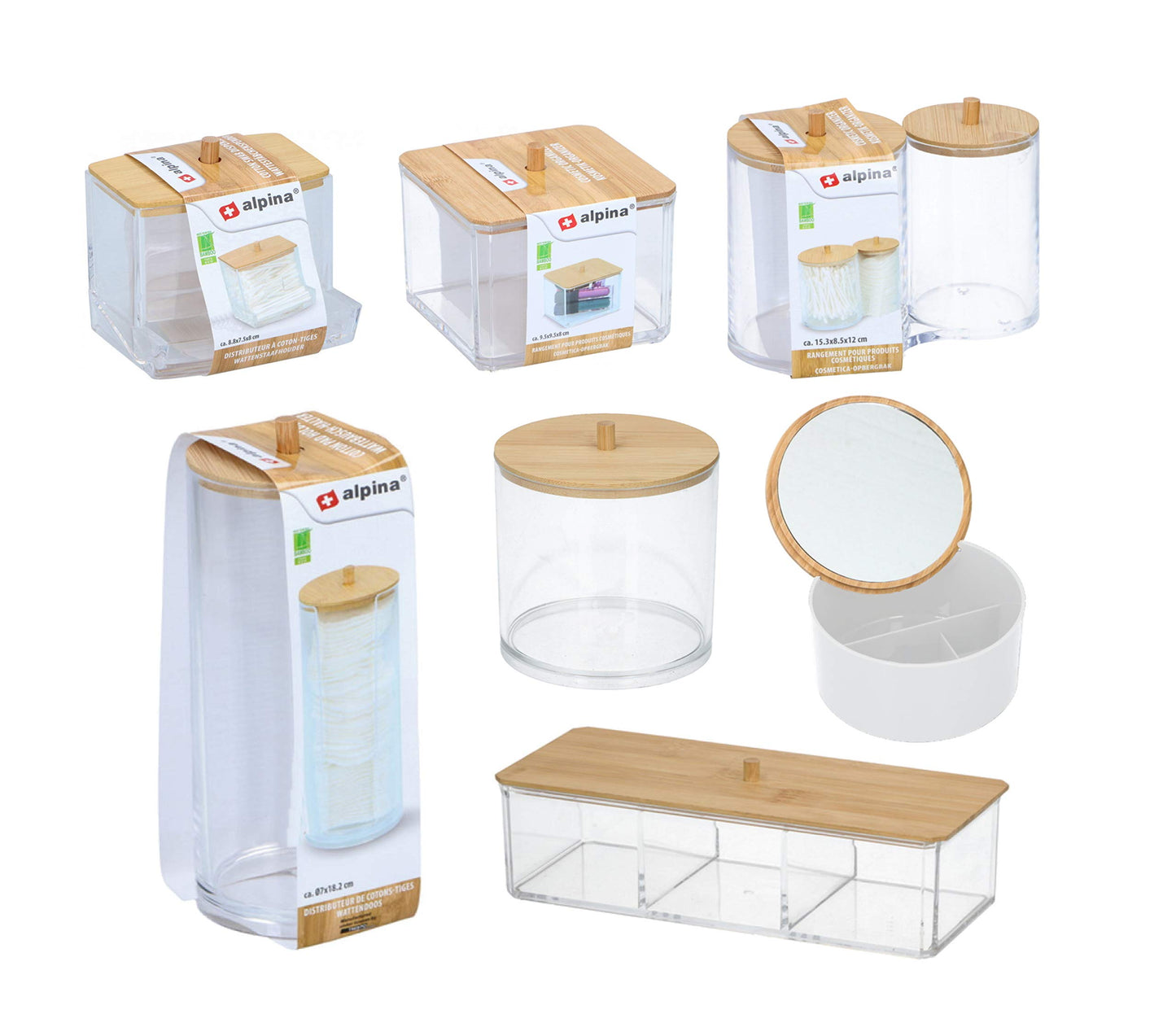 Organizzatore cosmetici in bamboo alpina rettangolare 23,4x9,5x7cm