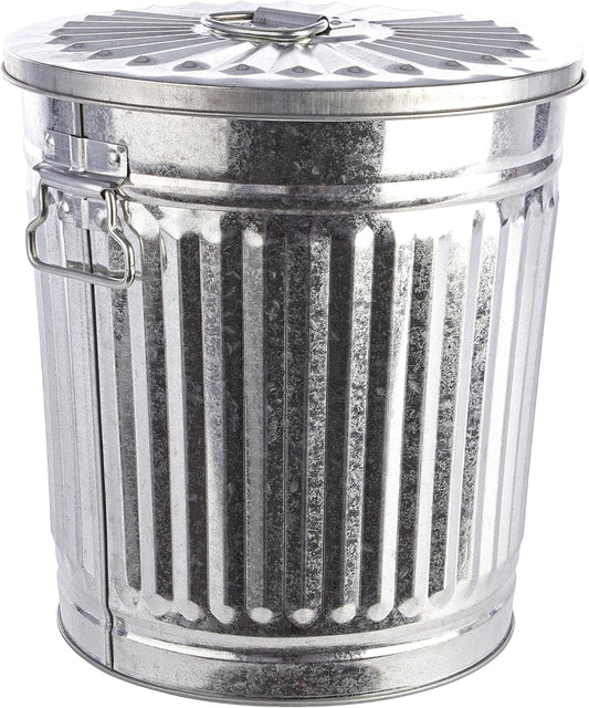 FERCASASHOP® - Waste Bin with Lid, Diameter 37 cm, Height 41 cm, Zinc, Capacity 35 Liters, Basket, Rubbish Bin, for Garbage, Bin with Handles