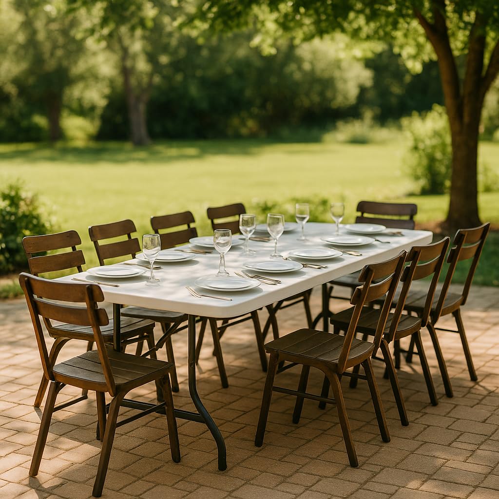 Brigros - Folding Garden Table Perfect as a Camping Table, Buffet Table, or Kitchen Table | Space-Saving Folding Suitcase Tables with Handles