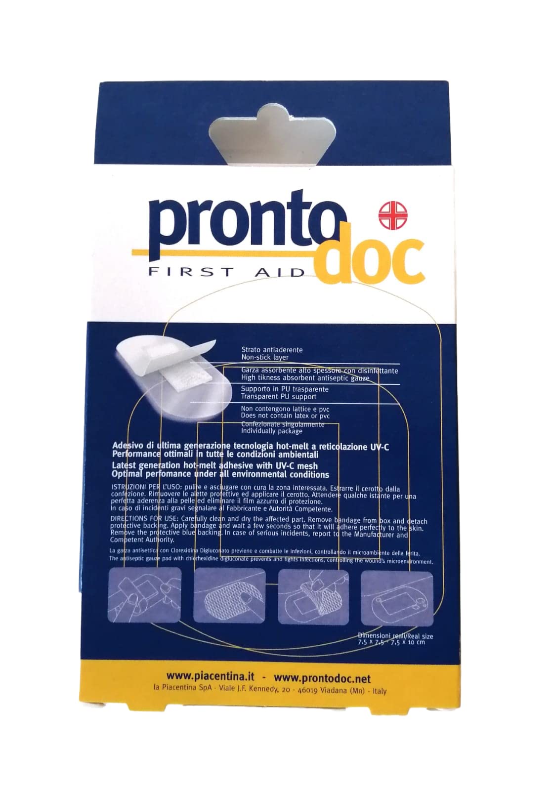 Pronto Doc Waterproof Plasters: 2 pieces XL 7.5 x 7.5 cm + 2 pieces XXL 7.5 x 10 cm, 1 Pack of 4 Plasters