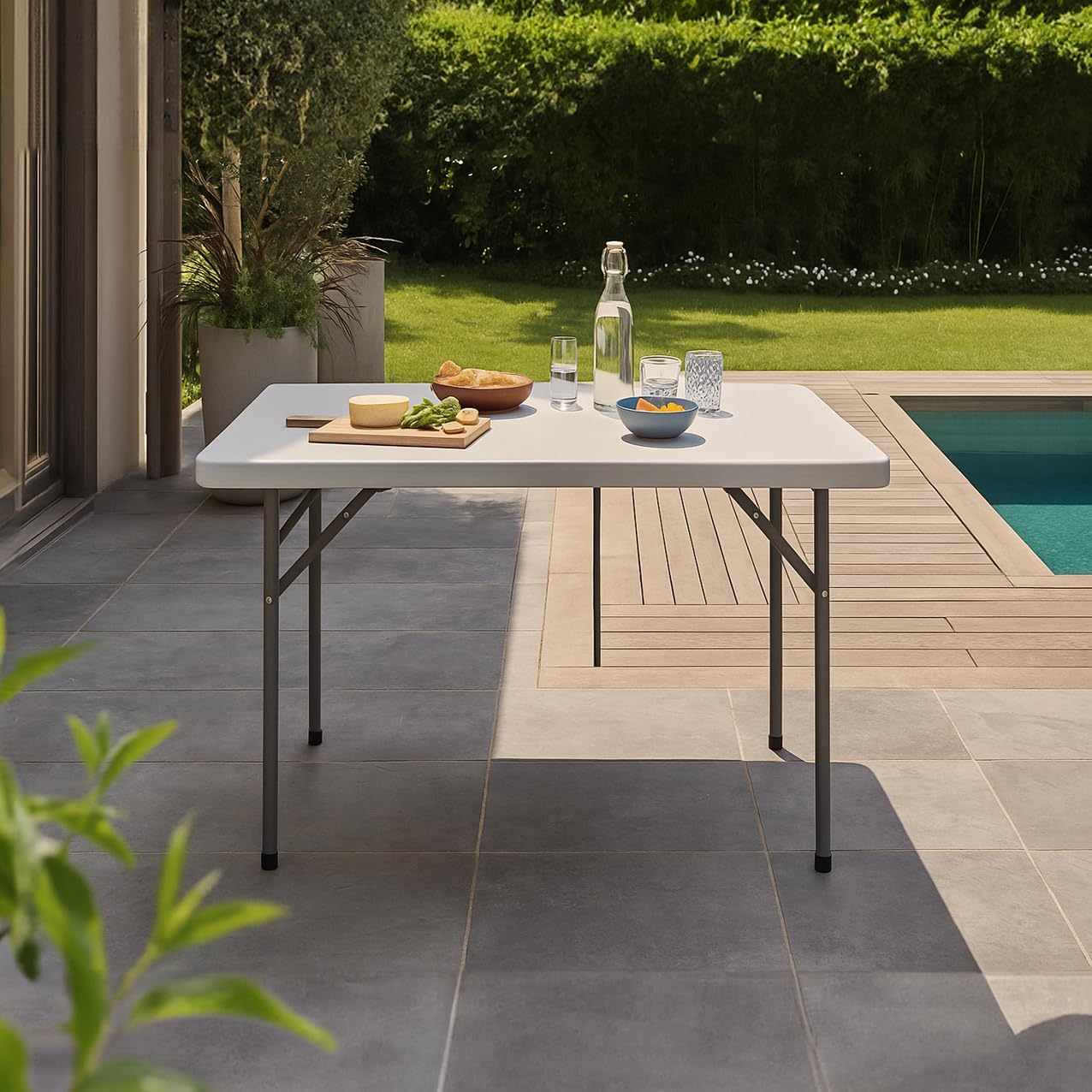 Brigros - Folding Garden Table Perfect as a Camping Table, Buffet Table, or Kitchen Table | Space-Saving Folding Suitcase Tables with Handles