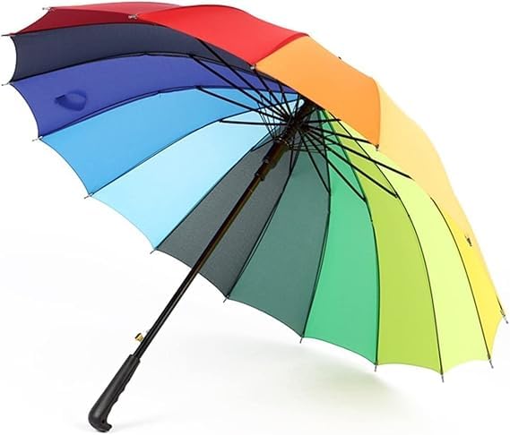 FERCASASHOP® Rainbow Umbrella, 16 Ribs, Multicolor, Windproof, Lightweight, Unisex