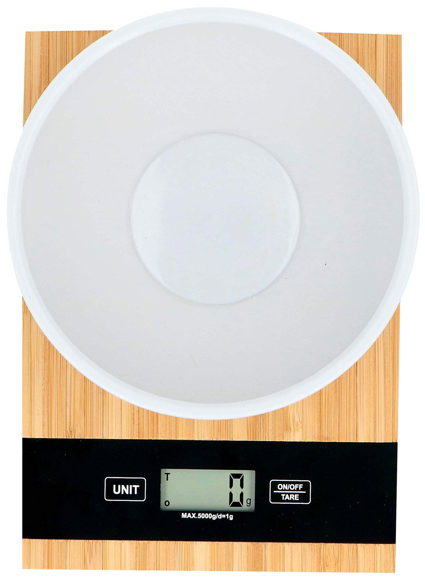 Digital Kitchen Scale - Auto Power Off - Tare Function - Up to 5 Kilos - Bamboo