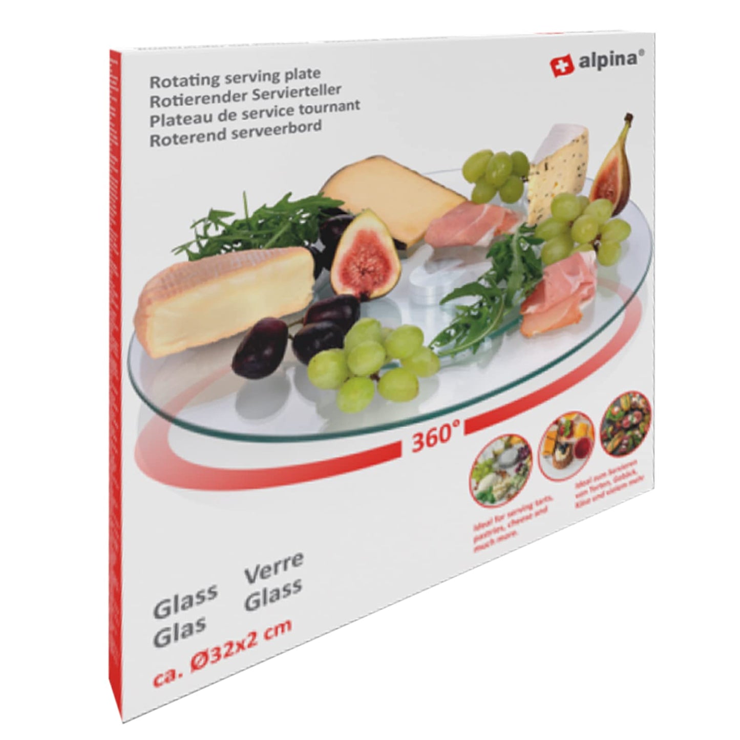 Piatto rotante in vetro 16.2/32.2cmx1.6cm