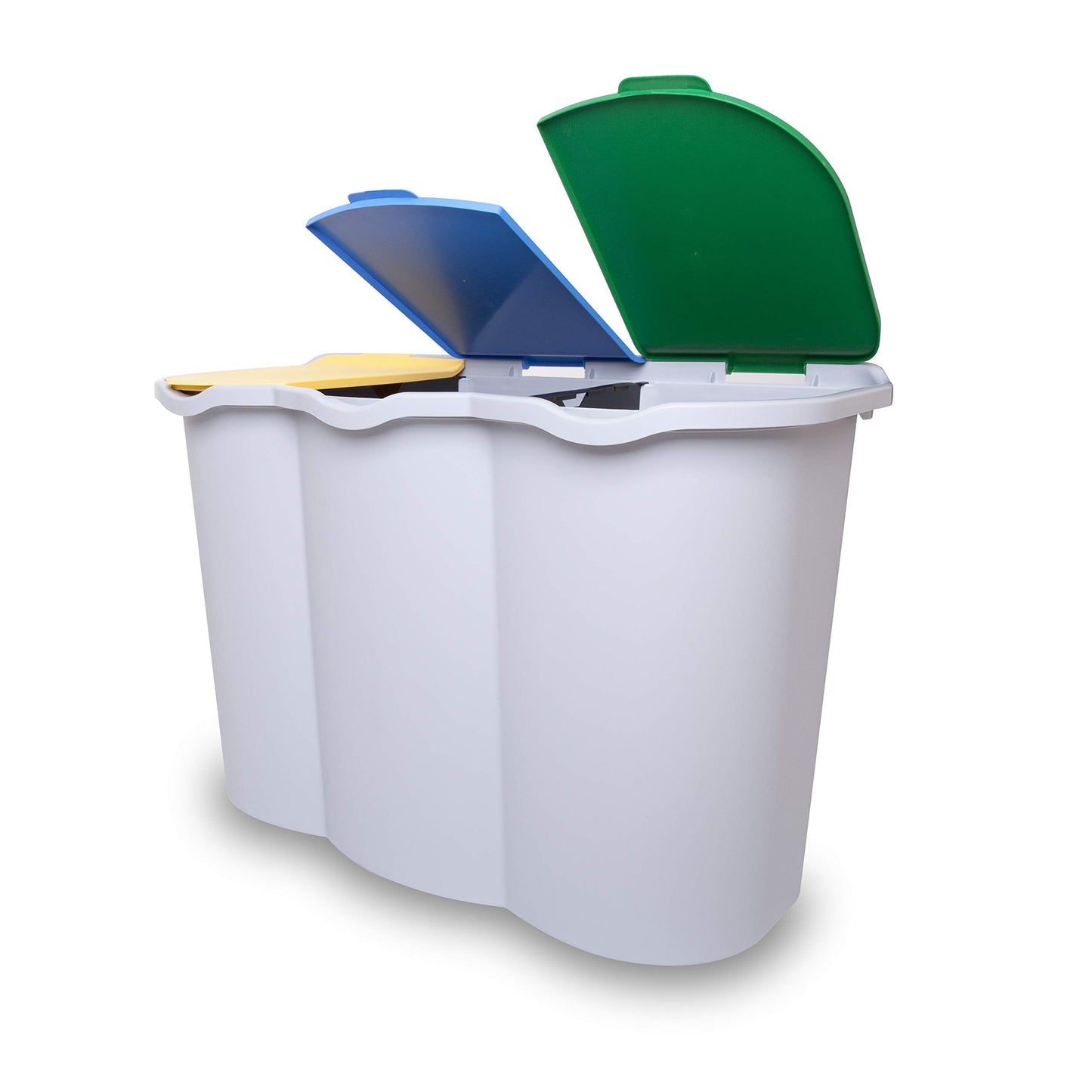 BELLI E FORTI SRL Waste Bin Container Single Bin 3 Compartments 80 Liters PLASTIC 009606, Multicolor, 3 Pieces