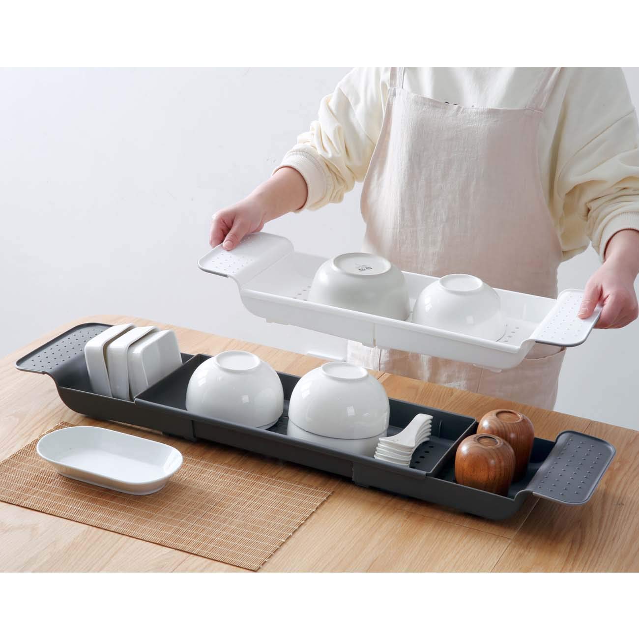 Kitchenmore Bathtub Trays, Bathtub Drainer Tray, Bathtub Storage Tray with Extendable Stand