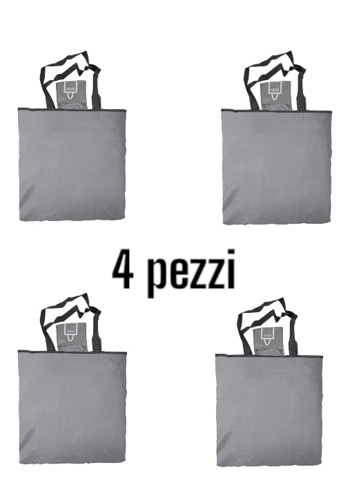 Set 4 Borse Pieghevoli Riutilizzabili Poliestere Multicolor - Lavabili Ecologiche Salvaspazio