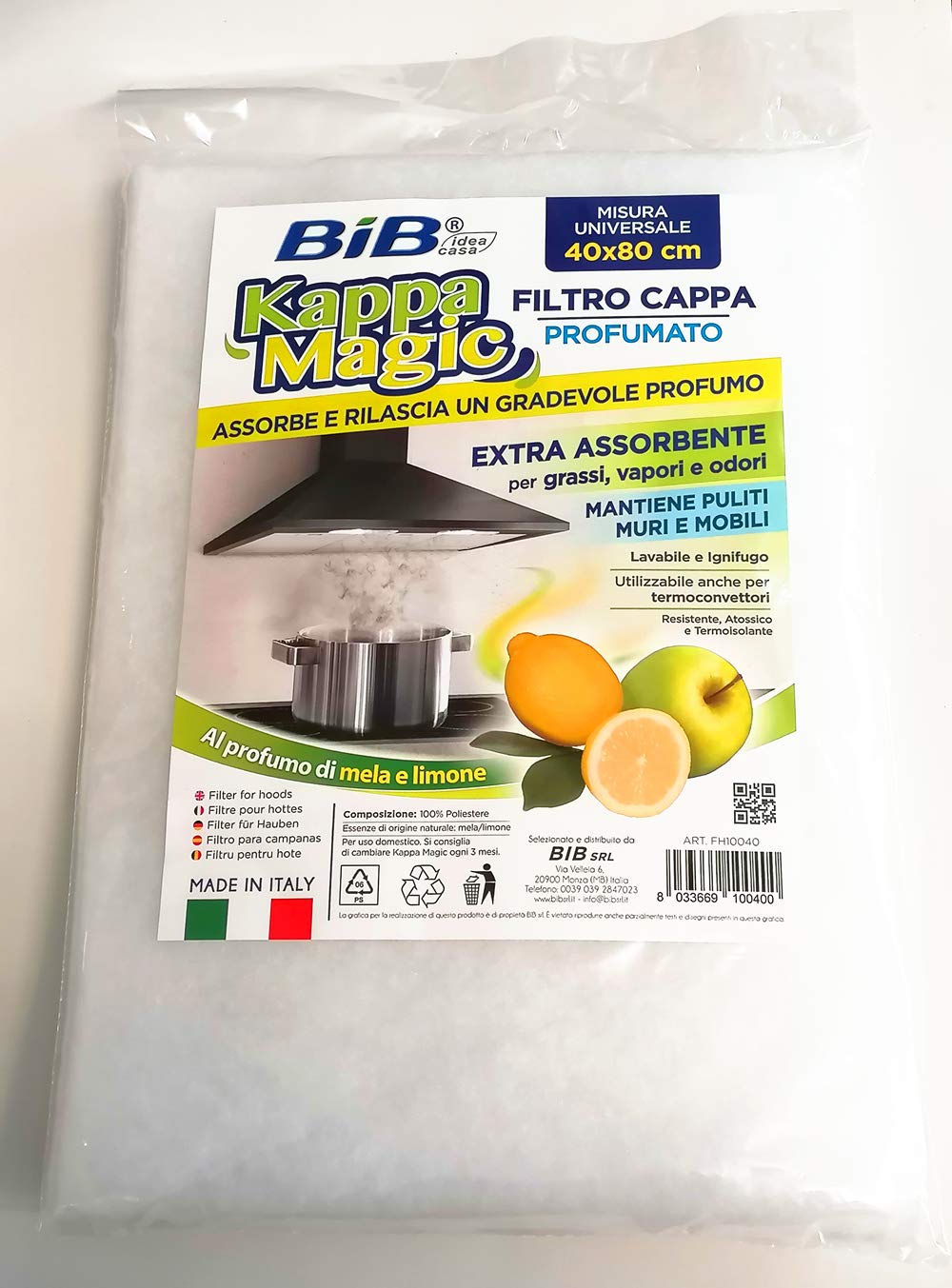 Bib Scented Kitchen Hood Filter 40x80 cm, Universal and Cuttable Absorbent Extractor Hood Filter
