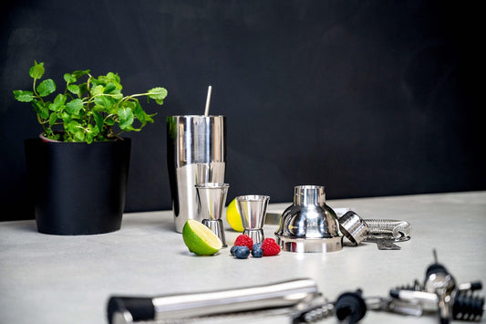 Set da cocktail completo – 14 pezzi – shaker/stamper/jigger/ecc, in acciaio inox