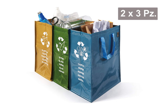 Contenitore Raccolta Differenziata 3 Scomparti Ricicla Bag Perfetto - Set 2 Pezzi