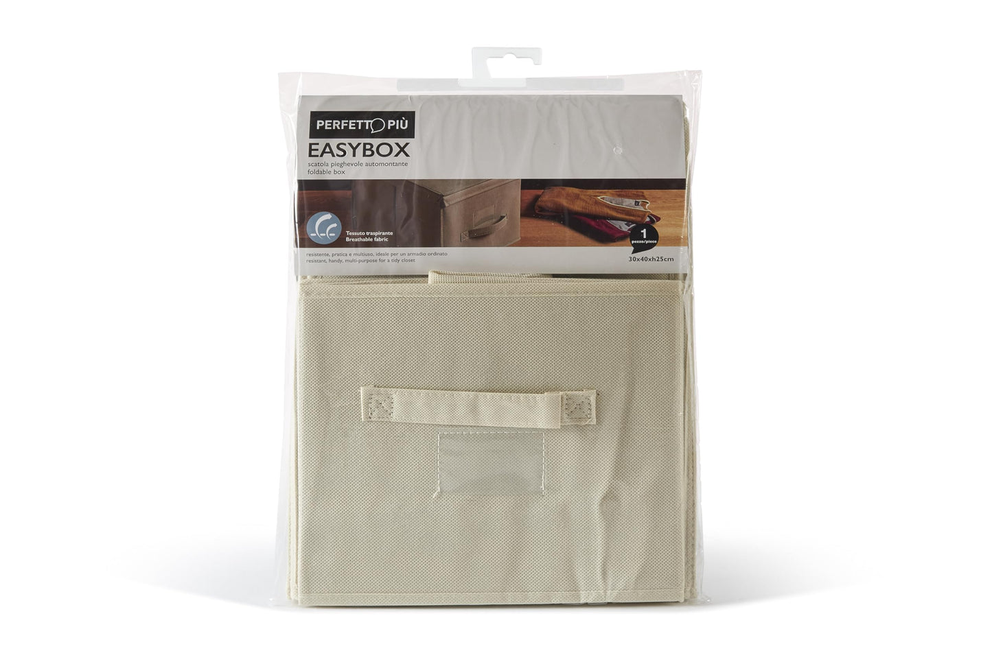 Scatola Custodia Tnt, Tessuto, Ecru, 30.0x40.0x25.0 Cm