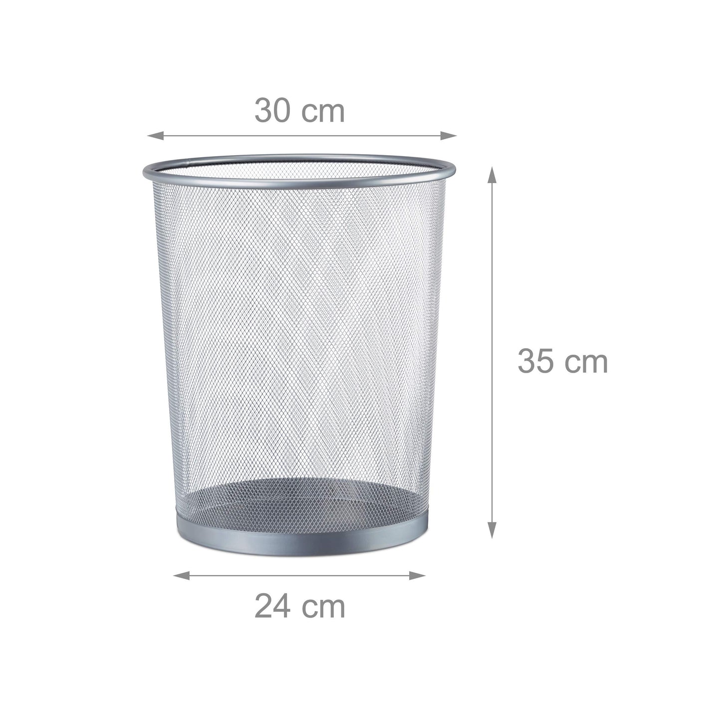 Large Metal Waste Paper Bin for Office, 20 Litres, Ø 30 cm, Height 35 cm, Different Colours