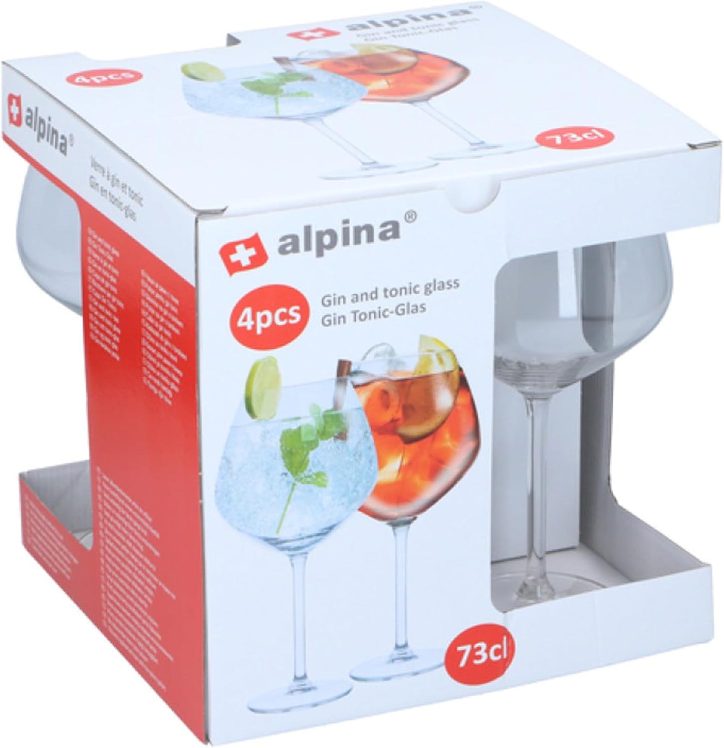 Set 4 bicchieri gin tonic Alpina stile Copa da 730ml. Calici balloon eleganti in vetro per cocktail e G&T. Perfetti per casa, bar e regali