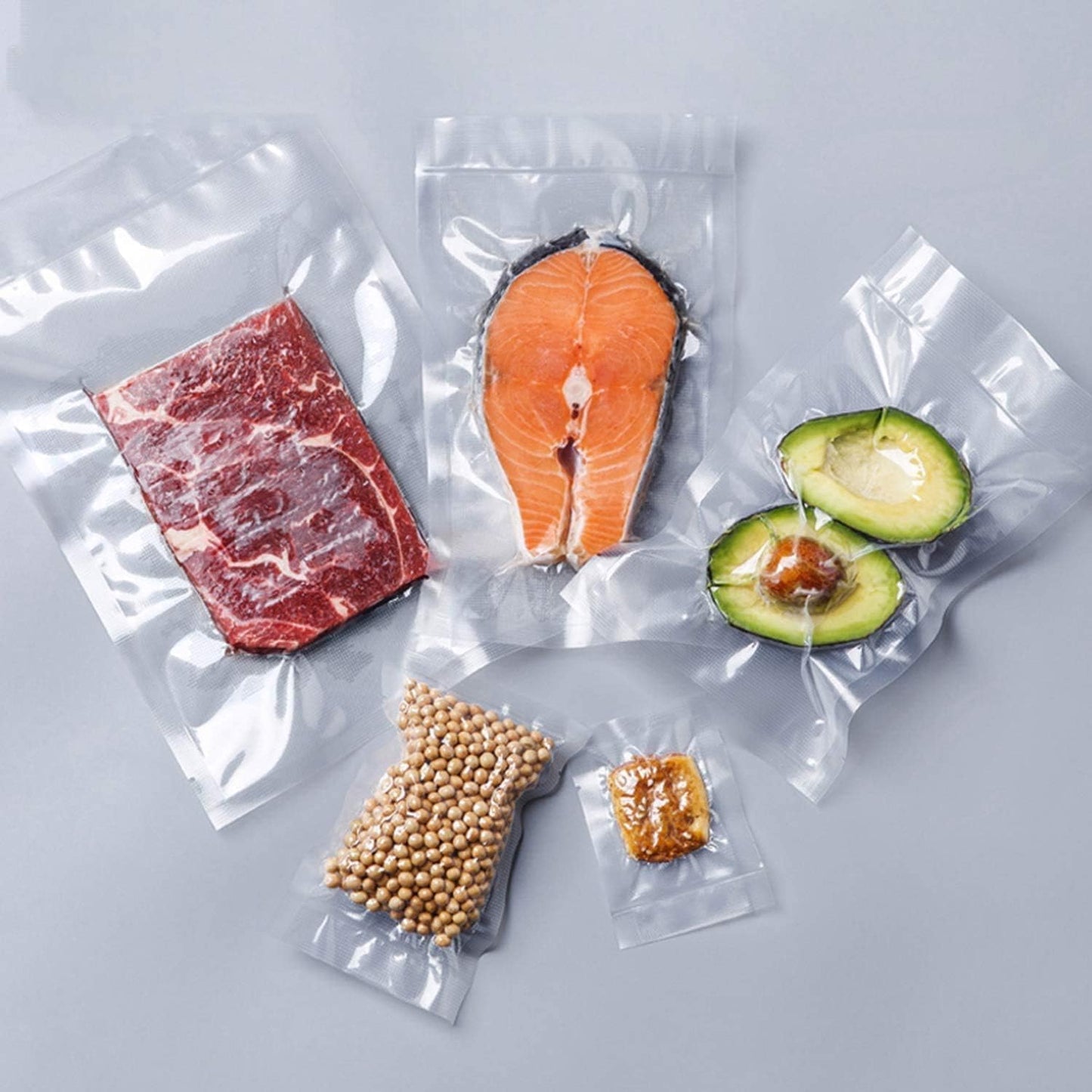 FercasaShop® 100 Pcs. Reusable embossed food vacuum bags - For freezer, refrigerator, microwave defrosting, boiling, sous vide cooking in the oven or steaming.
