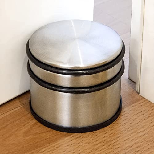 Door Stop, Floor Door Stop, Stainless Steel, Scratch-Resistant Rubber, Windows, Round, Metal, Silver 75x90x90 mm kg.1.10