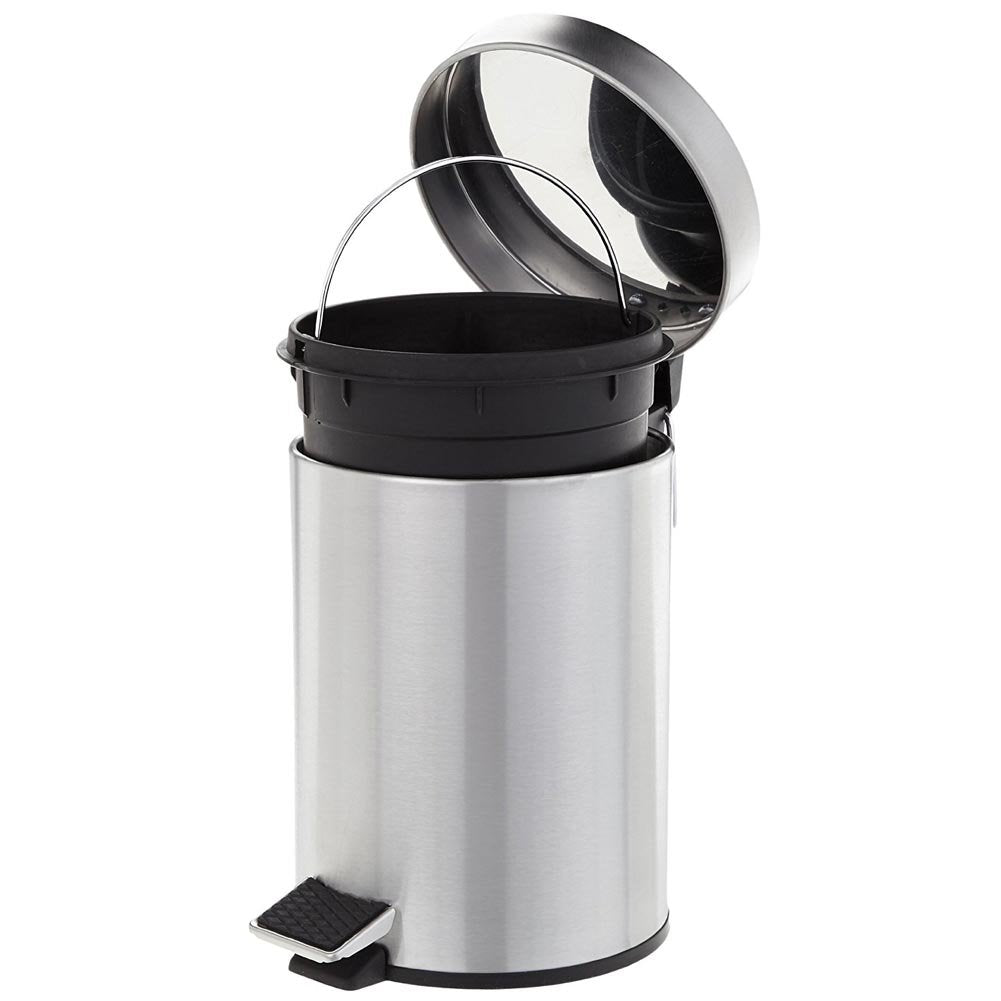 BATHROOM SET 3 LT STAINLESS STEEL PEDAL BIN WITH STAINLESS STEEL TOILET BRUSH HOLDER