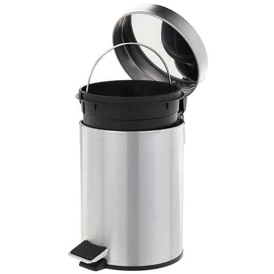 BATHROOM SET 3 LT STAINLESS STEEL PEDAL BIN WITH STAINLESS STEEL TOILET BRUSH HOLDER