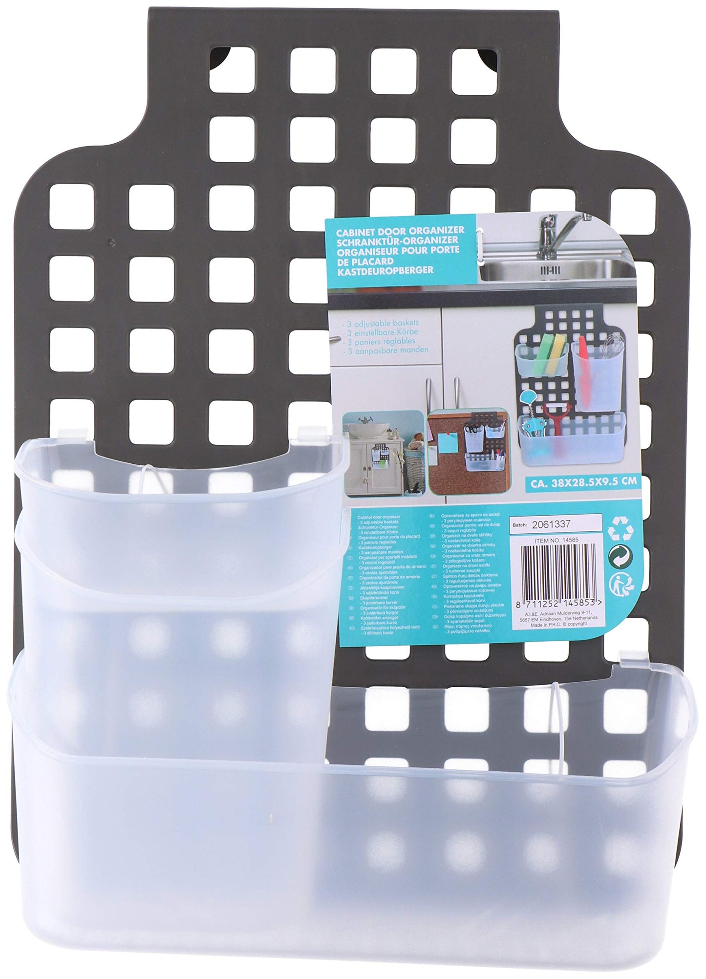 Lifetime Cabinet Door or Door Hook Storage Organizer Bathroom Kitchen Space Saver with 3 Compartments Size 38 x 28.5 x 9.5 cm