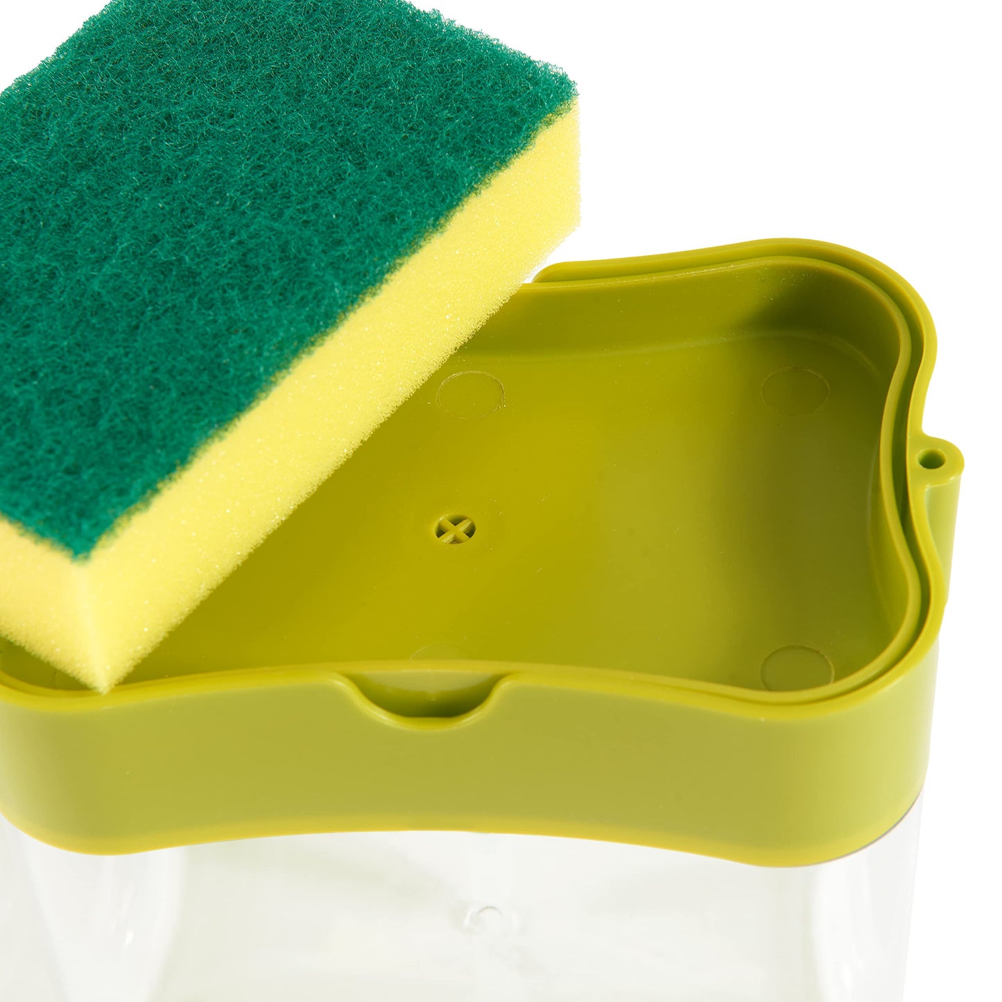 DISH/DISHWARE SOAP DISPENSER - with abrasive sponge