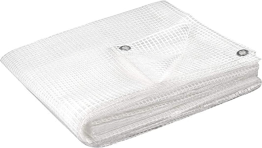 Fercasashop White Mesh Tarpaulin 200x300 cm with Eyelets - Covering and Protection for Outdoor Furniture, Privacy and Insulation for Camping - Furniture Cover
