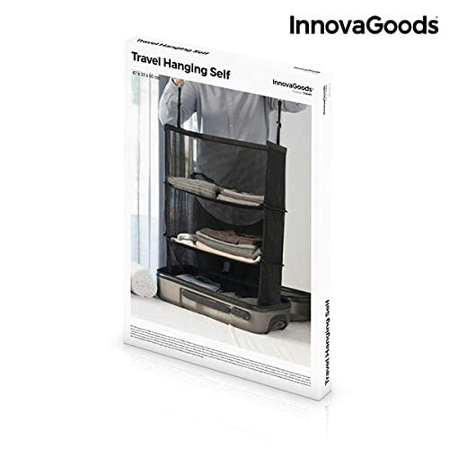 InnovaGoods® Folding Luggage Organizer, organize your luggage comfortably and efficiently, with 3 shelves, black, polyester material, ideal for travel.