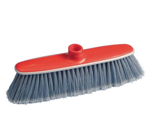 FERCASASHOP® | Soft-bristled broom for hard floors, scratch-resistant, removes dust and debris from floors and tiles, with bumper, for indoors, terraces, balconies, feathered