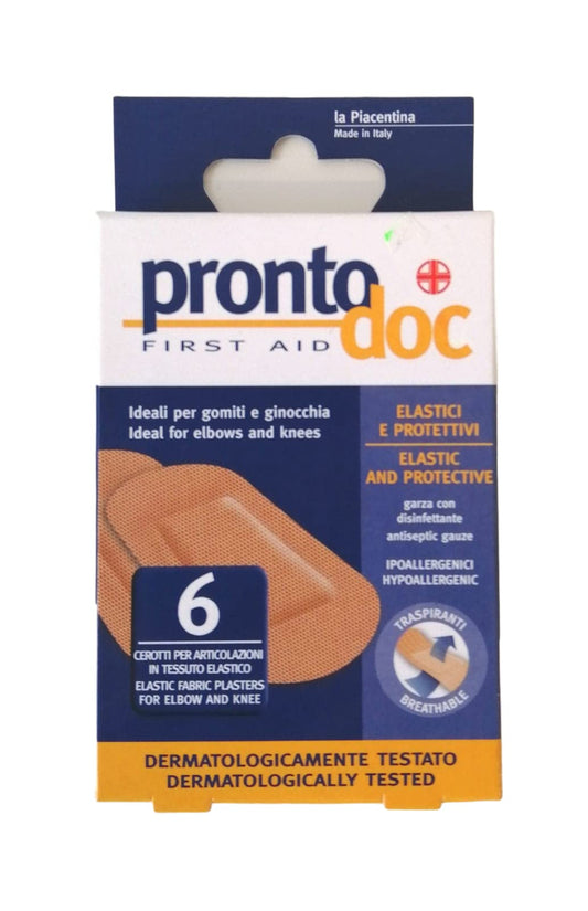 Pronto Doc Elastic Fabric Plasters, Ideal for Elbows and Knees, 1 Pack of 6 Plasters