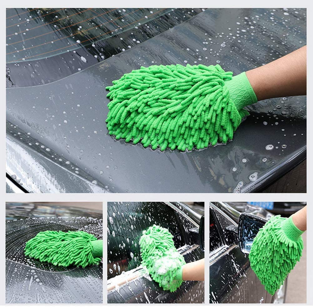 Chenille Microfiber Car Wash Gloves - 4-Pack for Professional Maintenance - Kitchen and Car Cleaning