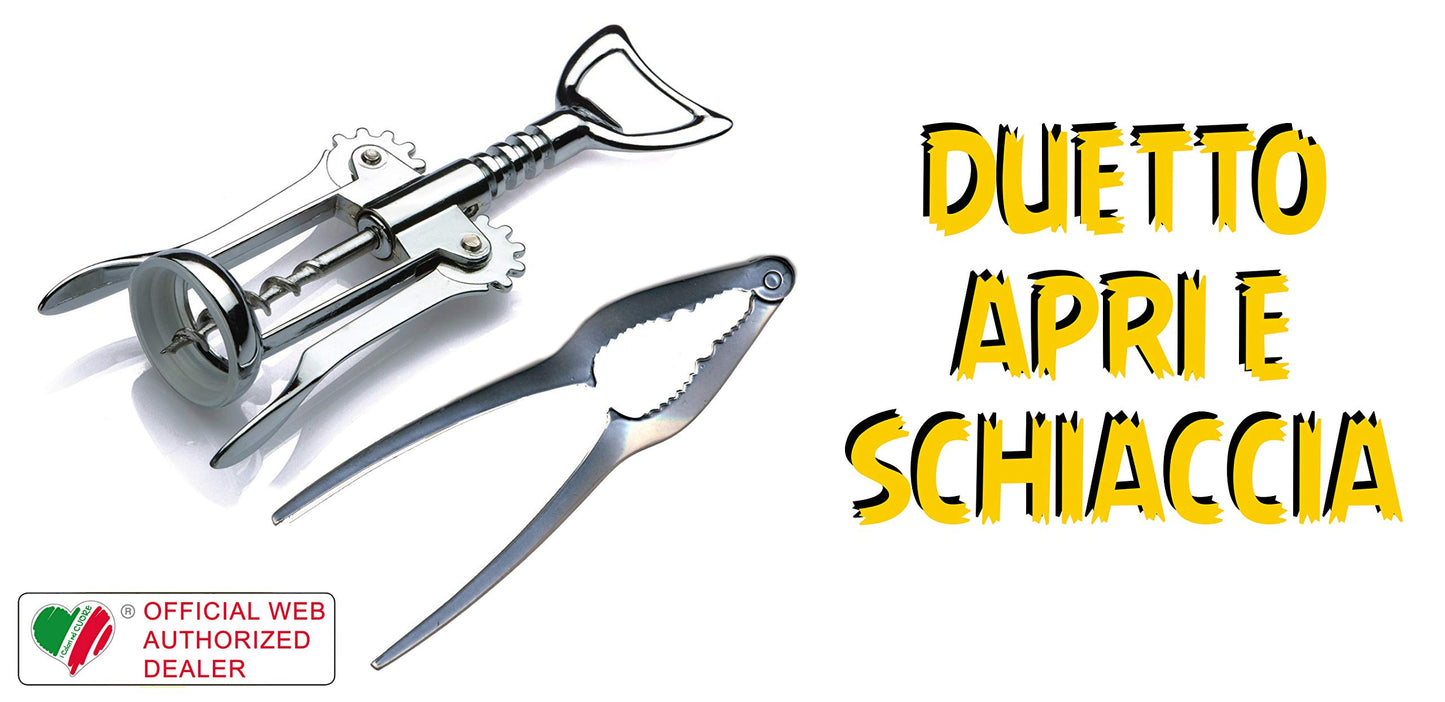 ZASEVES corkscrew with nutcracker bottle opener Duetto Open and crush Italian products CREATIONS Colors in the Heart