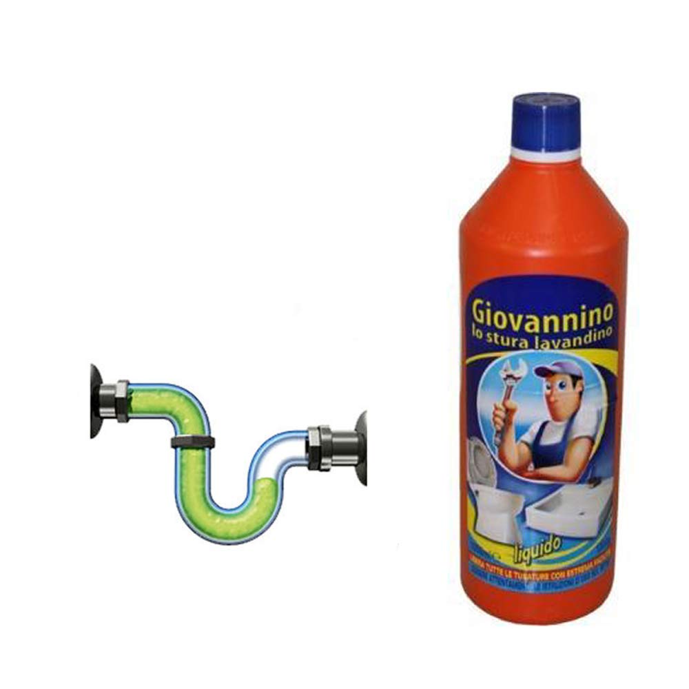 Giovannino Liquid Drain Plunger, 4-Piece Set, Fragrance-Free, Ideal for Home and Professional Use, Removes Hair and Residue, Made in Italy