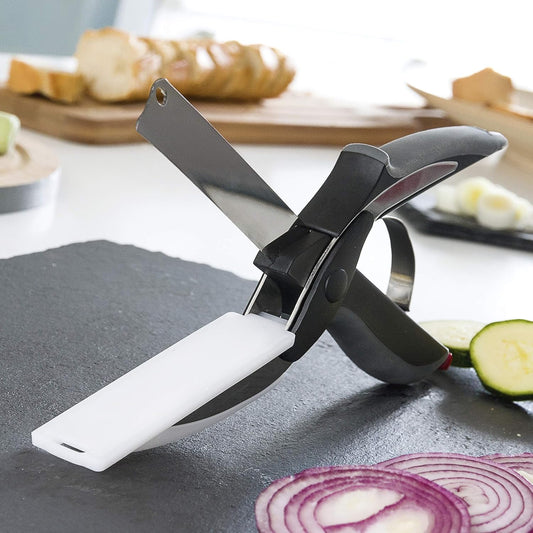 Coltello-Forbici con Mini Tagliere Integrato InnovaGoods - 2 in 1 Multifunzione