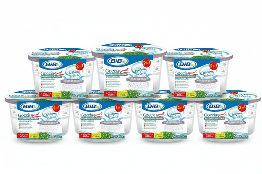 Deumidificatore Profumato BIB Goccia Smart 400ml - Confezione 6 Pezzi - 2in1 Assorbe Umidità + Profuma - Cristalli 180g - Muschio e Lavanda